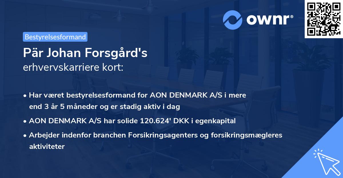 Pär Johan Forsgård's erhvervskarriere kort