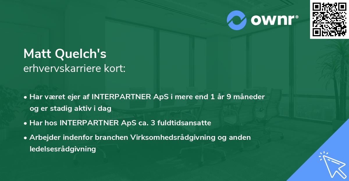 Matt Quelch's erhvervskarriere kort