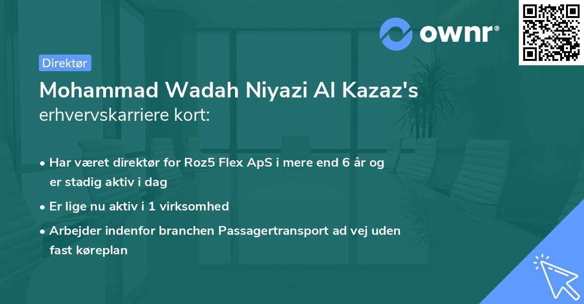 Mohammad Wadah Niyazi Al Kazaz's erhvervskarriere kort