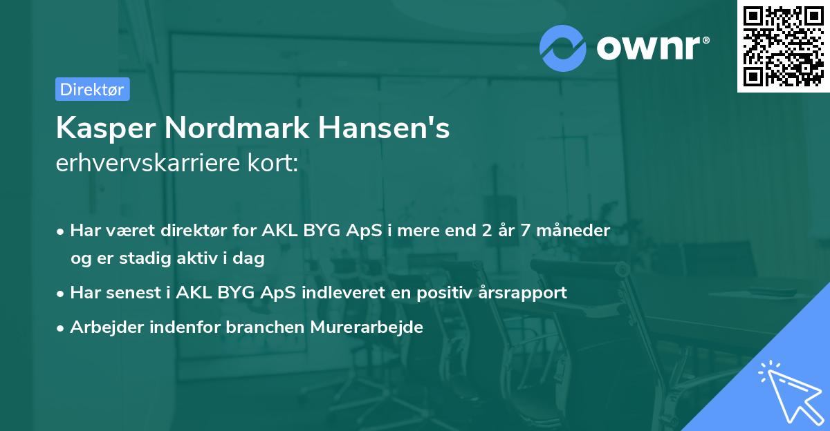 Kasper Nordmark Hansen's erhvervskarriere kort
