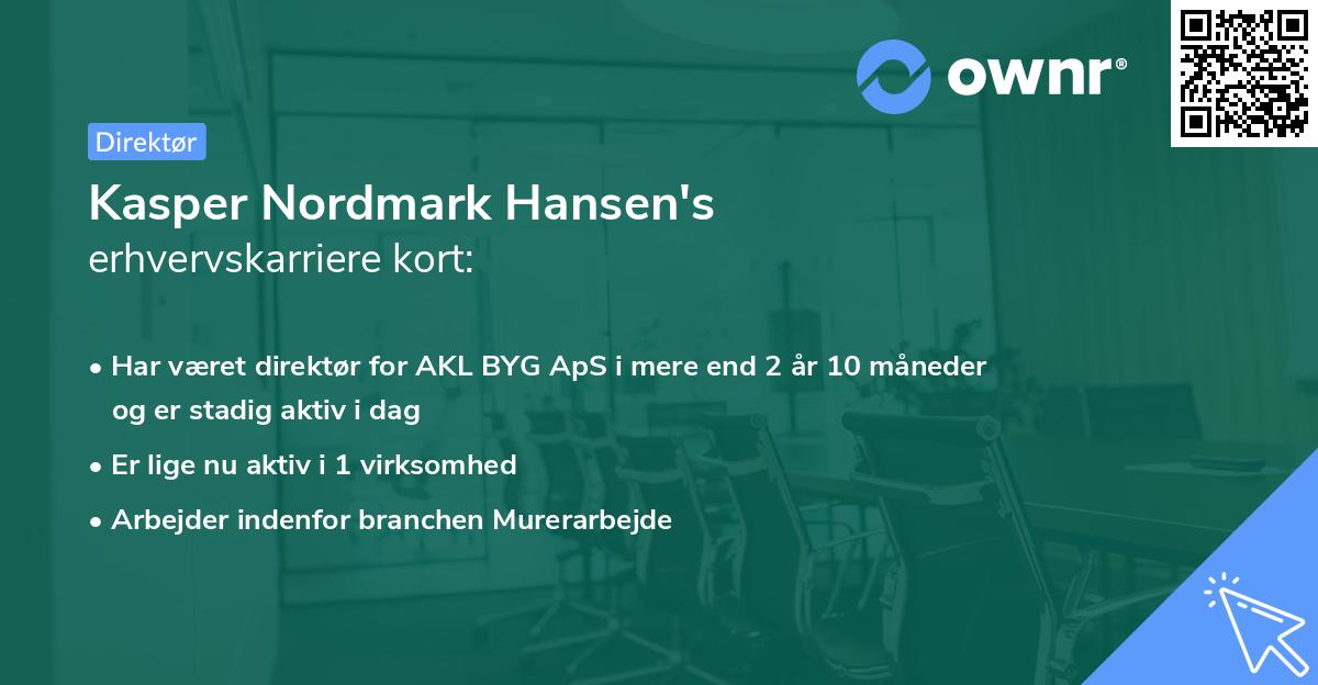 Kasper Nordmark Hansen's erhvervskarriere kort