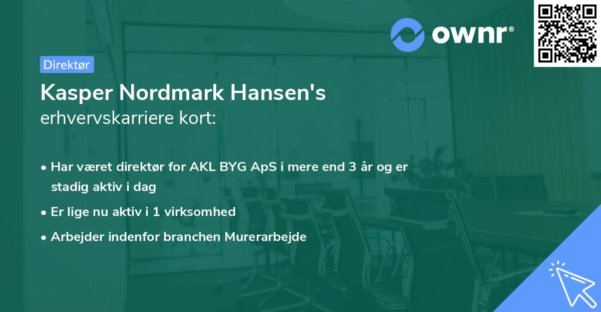 Kasper Nordmark Hansen's erhvervskarriere kort