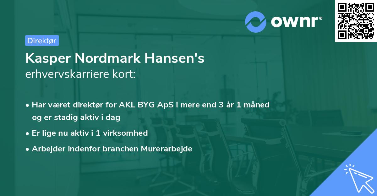 Kasper Nordmark Hansen's erhvervskarriere kort