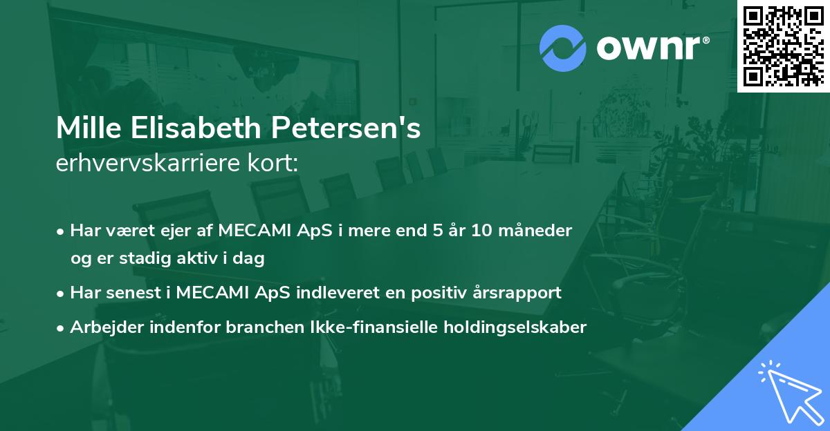Mille Elisabeth Petersen's erhvervskarriere kort
