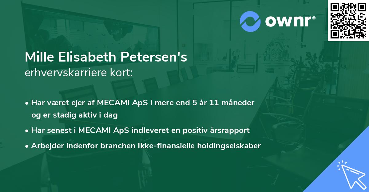 Mille Elisabeth Petersen's erhvervskarriere kort