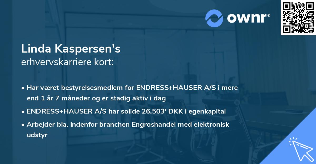 Linda Kaspersen's erhvervskarriere kort