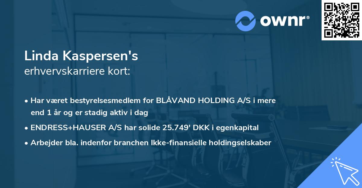 Linda Kaspersen's erhvervskarriere kort
