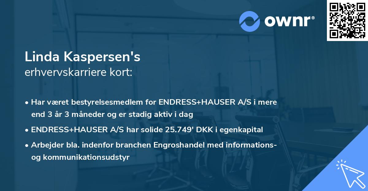 Linda Kaspersen's erhvervskarriere kort