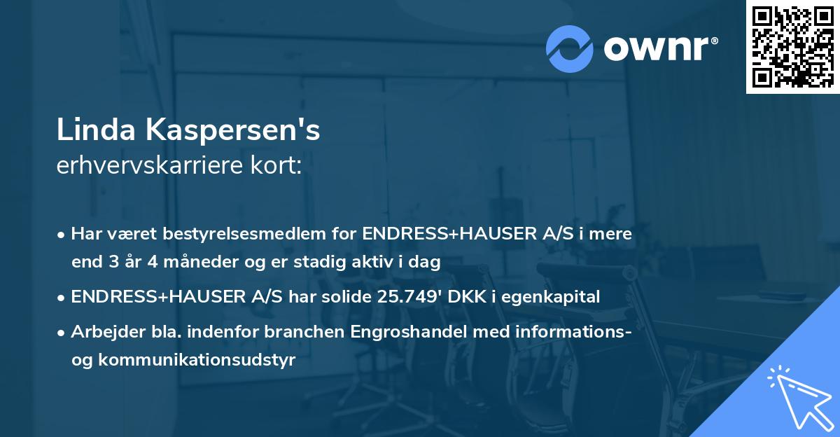 Linda Kaspersen's erhvervskarriere kort