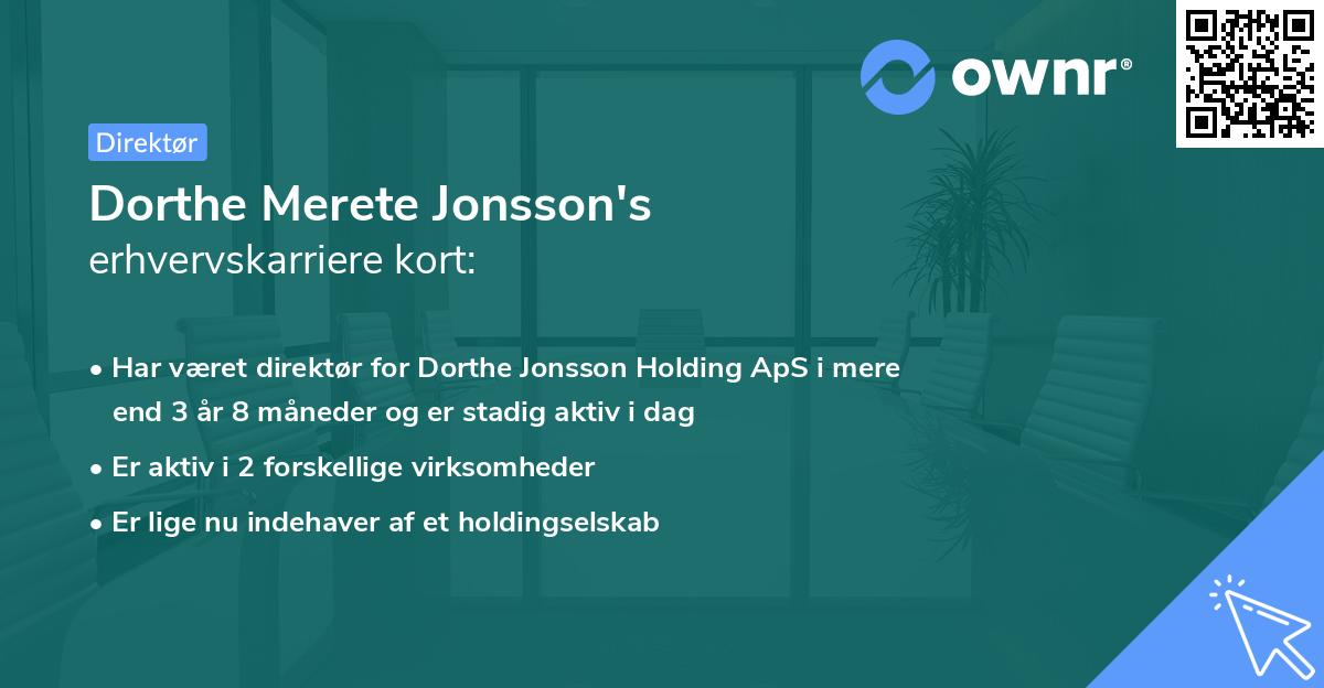 Dorthe Merete Jonsson's erhvervskarriere kort