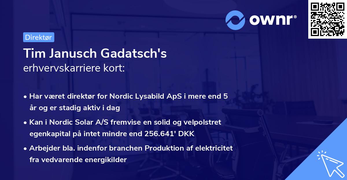Tim Janusch Gadatsch's erhvervskarriere kort