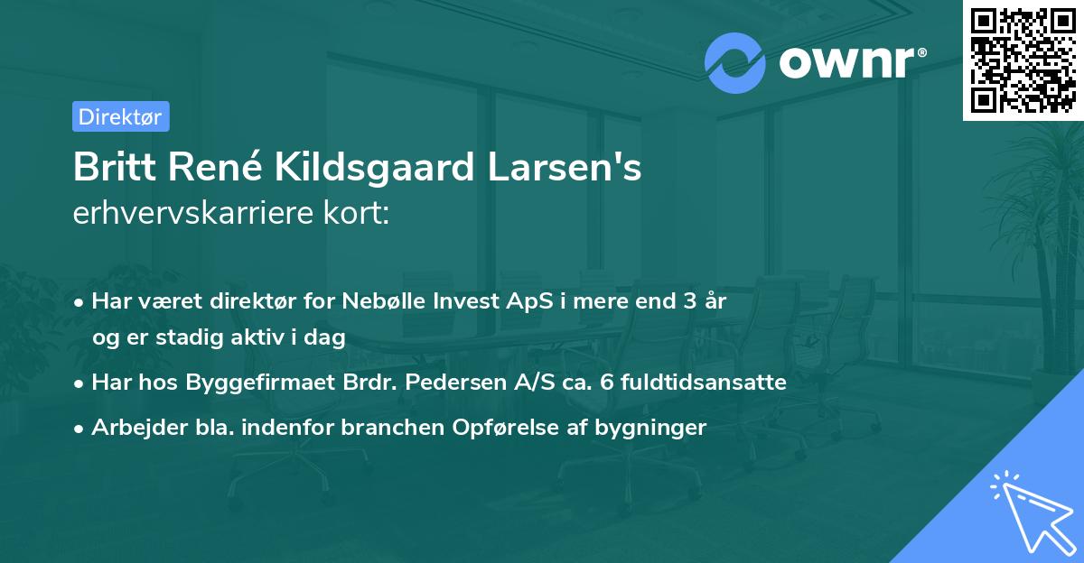 Britt René Kildsgaard Larsen's erhvervskarriere kort