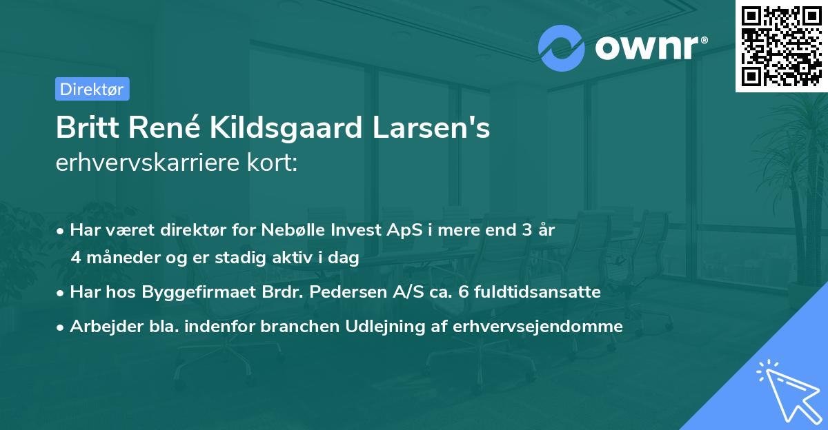Britt René Kildsgaard Larsen's erhvervskarriere kort