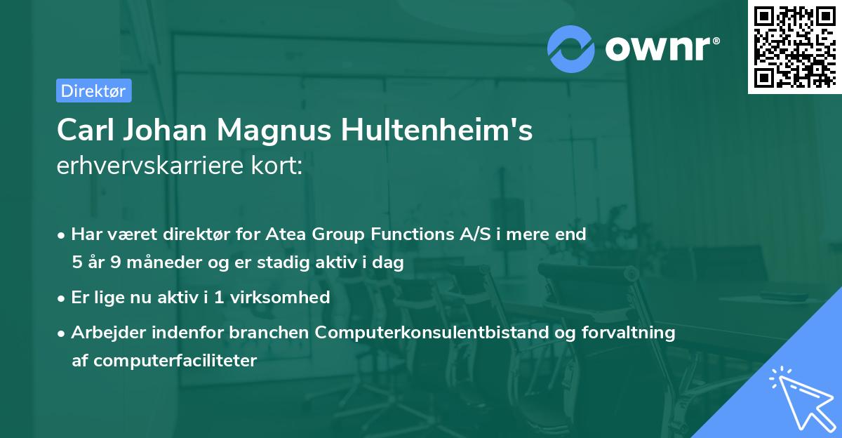Carl Johan Magnus Hultenheim's erhvervskarriere kort