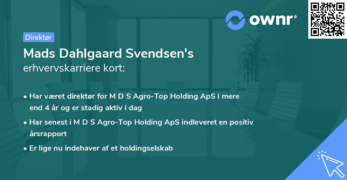 Mads Dahlgaard Svendsen's erhvervskarriere kort