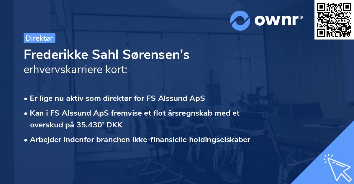 Frederikke Sahl Sørensen's erhvervskarriere kort
