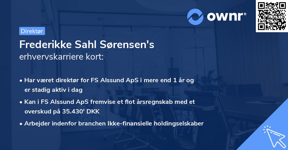 Frederikke Sahl Sørensen's erhvervskarriere kort