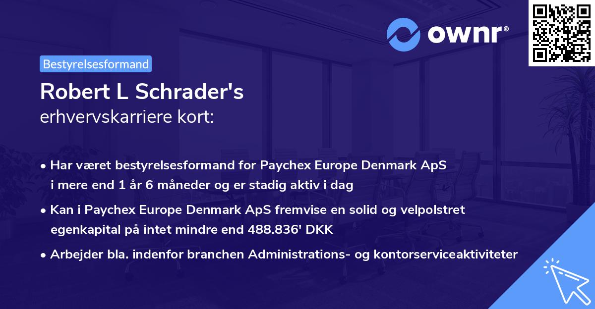 Robert L Schrader's erhvervskarriere kort