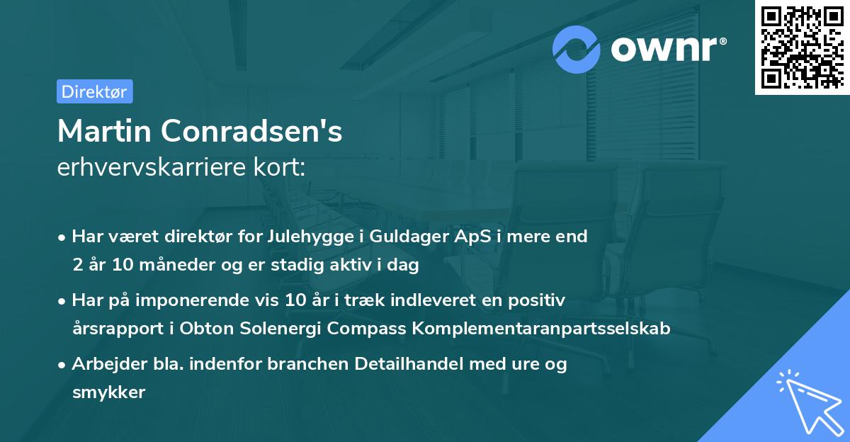 Martin Conradsen's erhvervskarriere kort