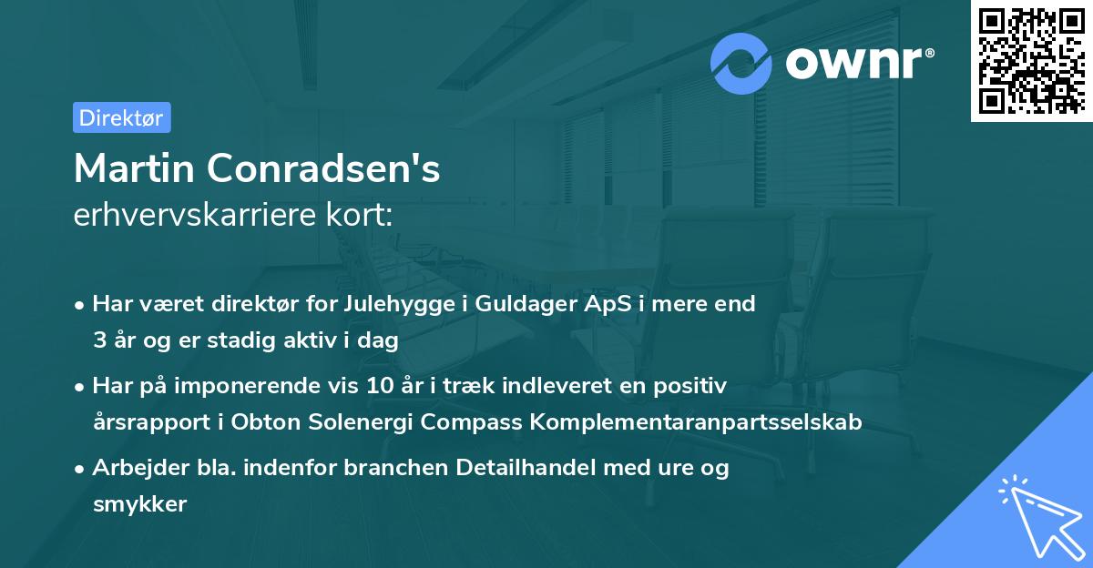 Martin Conradsen's erhvervskarriere kort