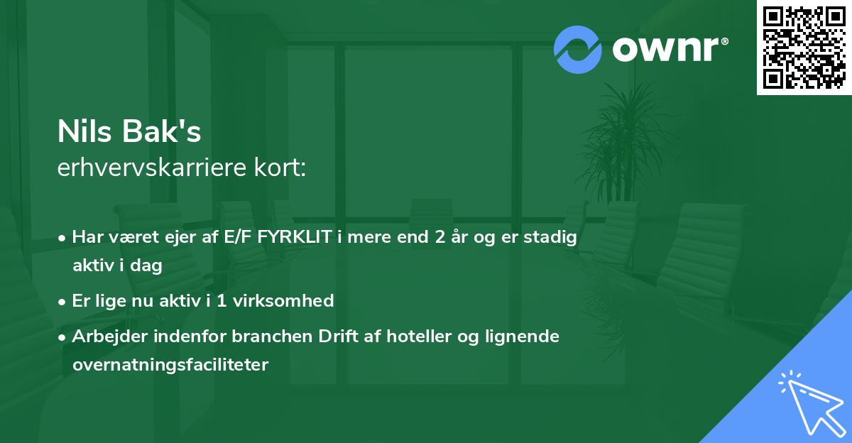 Nils Bak's erhvervskarriere kort