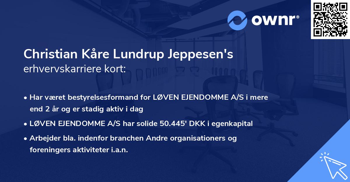 Christian Kåre Lundrup Jeppesen's erhvervskarriere kort