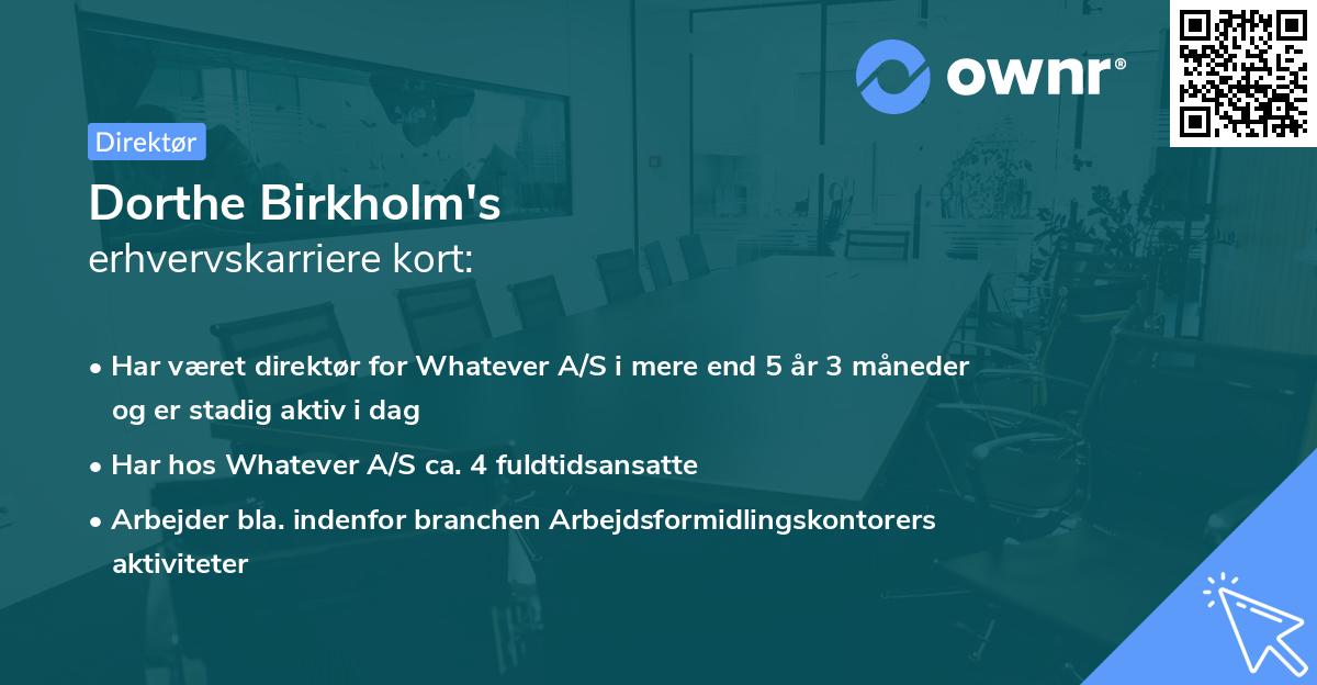Dorthe Birkholm's erhvervskarriere kort