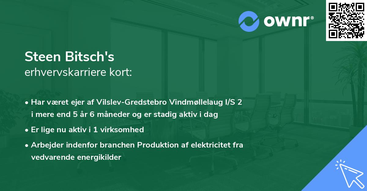 Steen Bitsch's erhvervskarriere kort