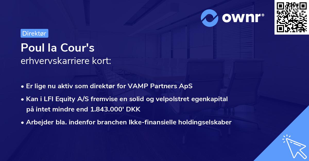 Poul la Cour's erhvervskarriere kort