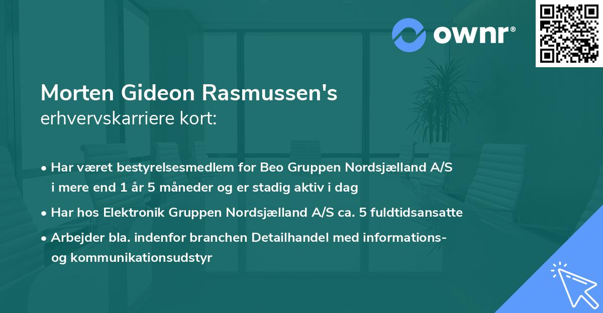 Morten Gideon Rasmussen's erhvervskarriere kort