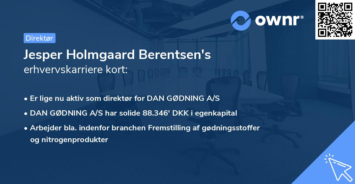 Jesper Holmgaard Berentsen's erhvervskarriere kort