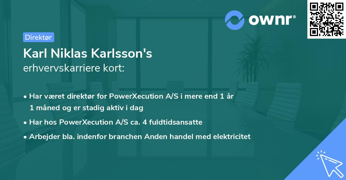 Karl Niklas Karlsson's erhvervskarriere kort
