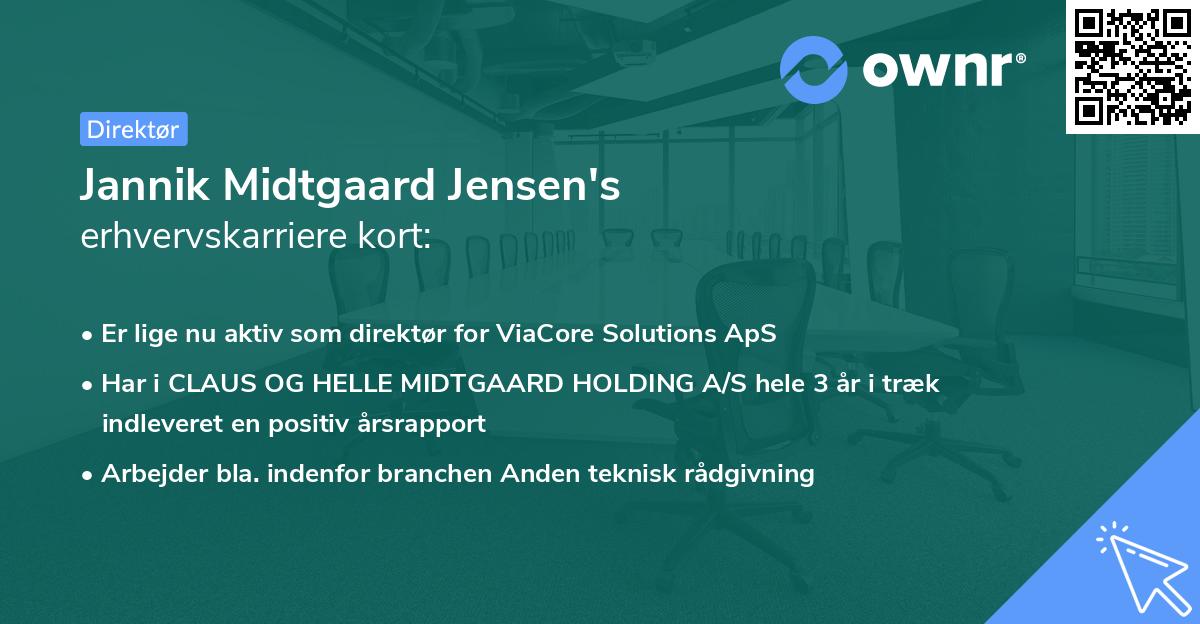 Jannik Midtgaard Jensen's erhvervskarriere kort