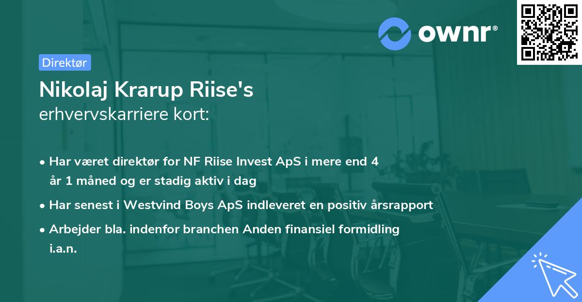 Nikolaj Krarup Riise's erhvervskarriere kort