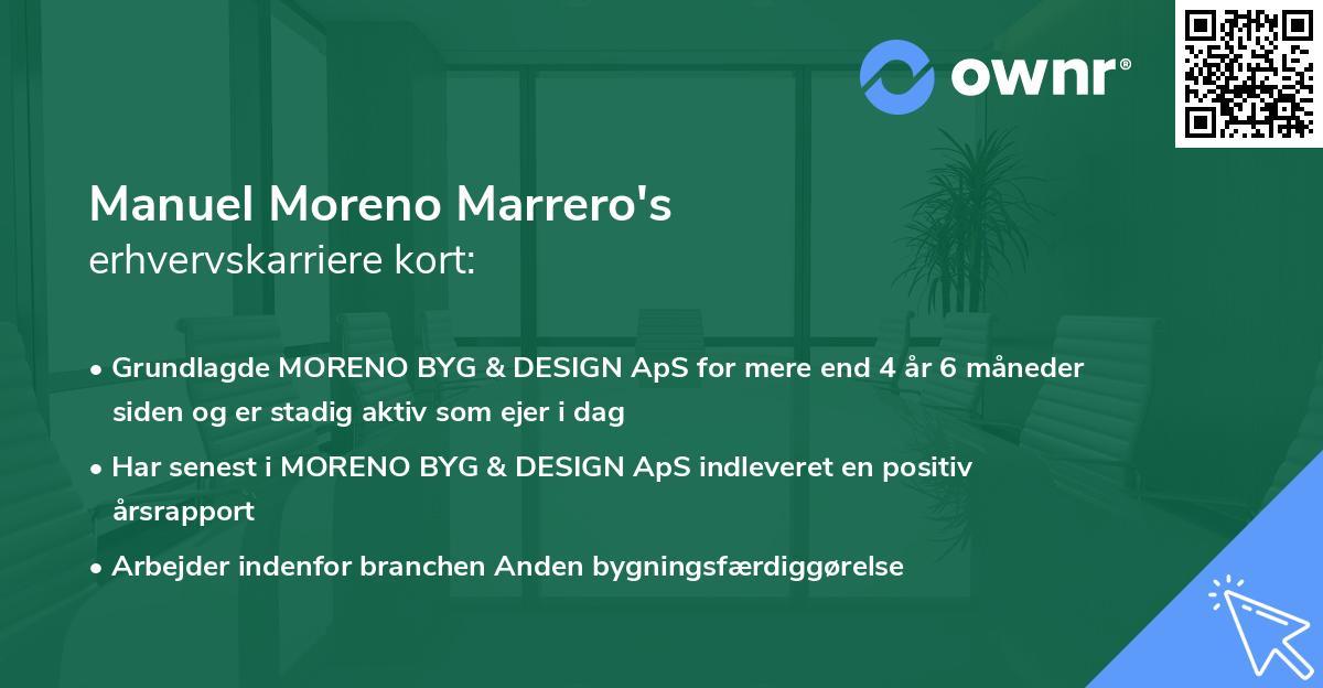 Manuel Moreno Marrero's erhvervskarriere kort