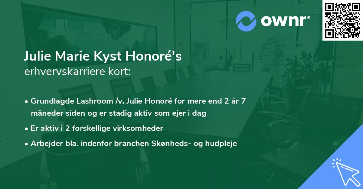 Julie Marie Kyst Honoré's erhvervskarriere kort