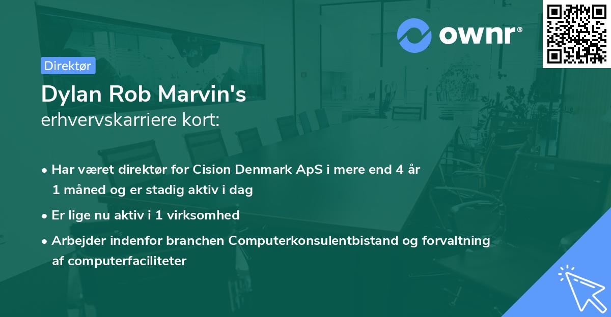 Dylan Rob Marvin's erhvervskarriere kort