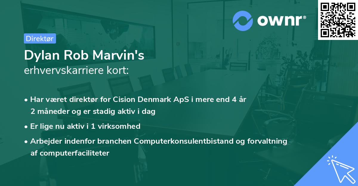 Dylan Rob Marvin's erhvervskarriere kort