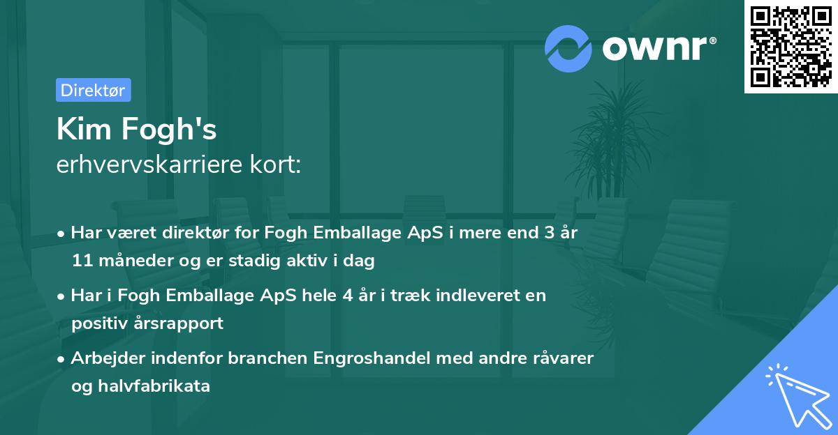 Kim Fogh's erhvervskarriere kort