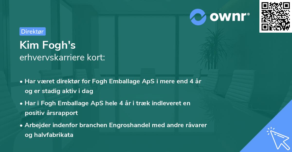 Kim Fogh's erhvervskarriere kort