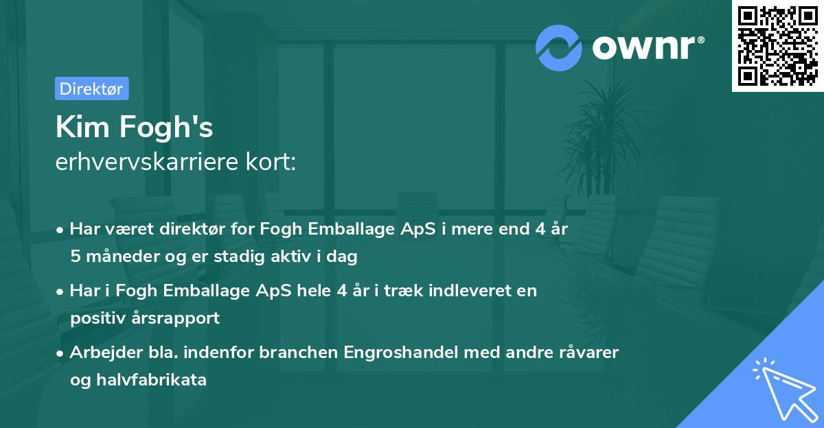 Kim Fogh's erhvervskarriere kort