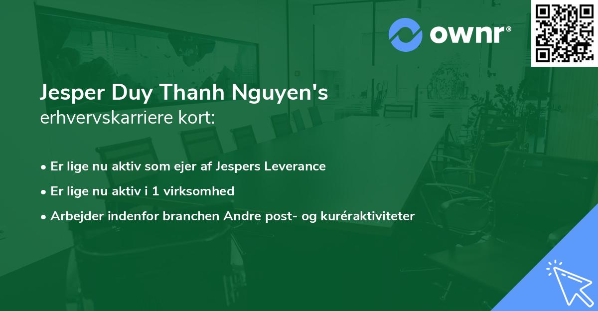 Jesper Duy Thanh Nguyen's erhvervskarriere kort