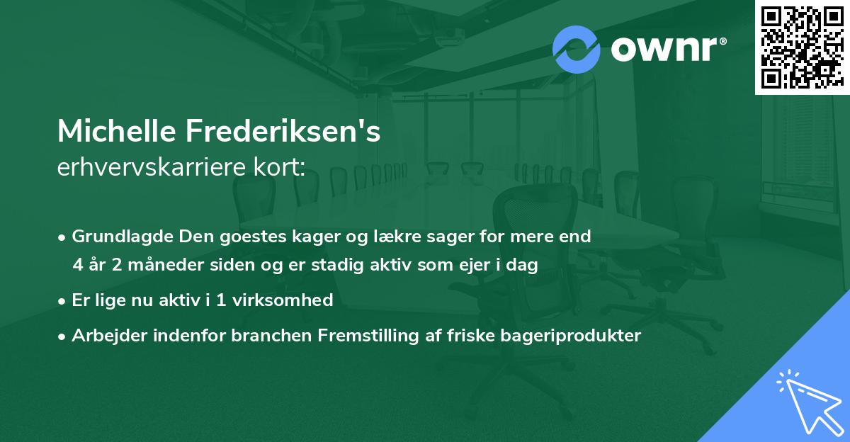 Michelle Frederiksen's erhvervskarriere kort