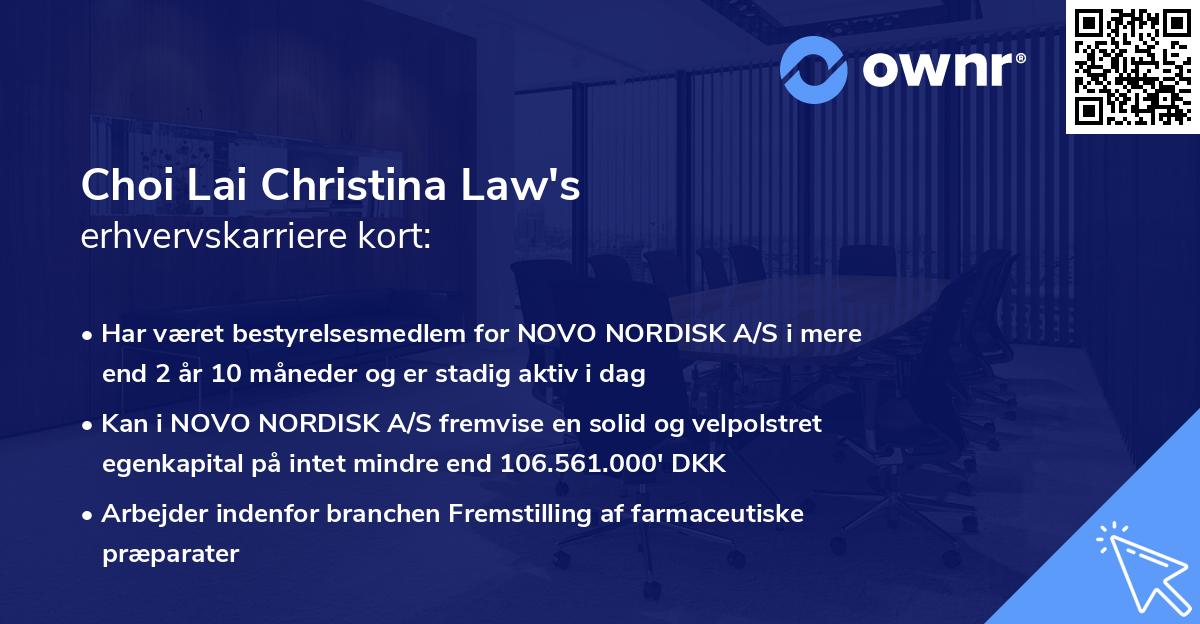 Choi Lai Christina Law's erhvervskarriere kort