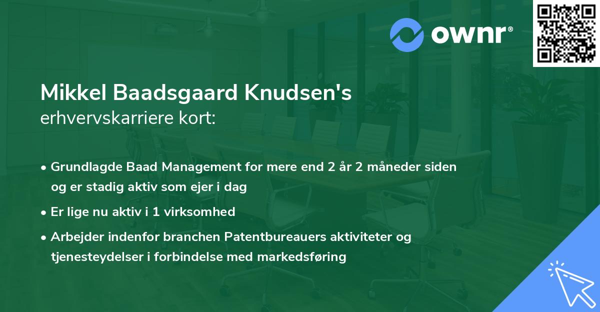 Mikkel Baadsgaard Knudsen's erhvervskarriere kort