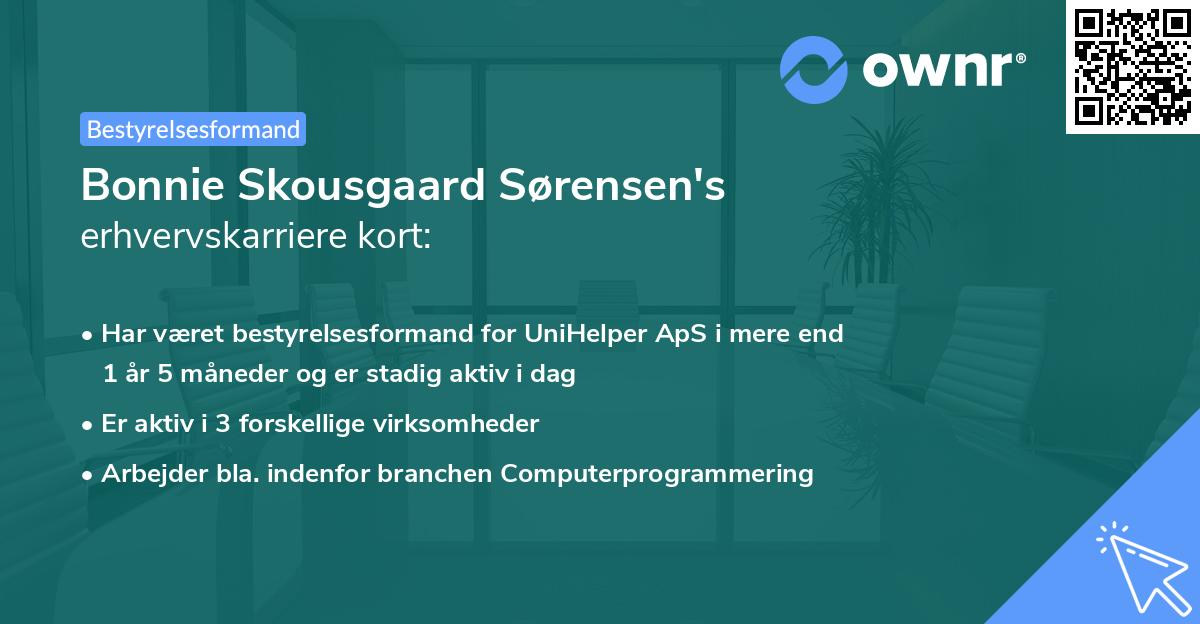 Bonnie Skousgaard Sørensen's erhvervskarriere kort