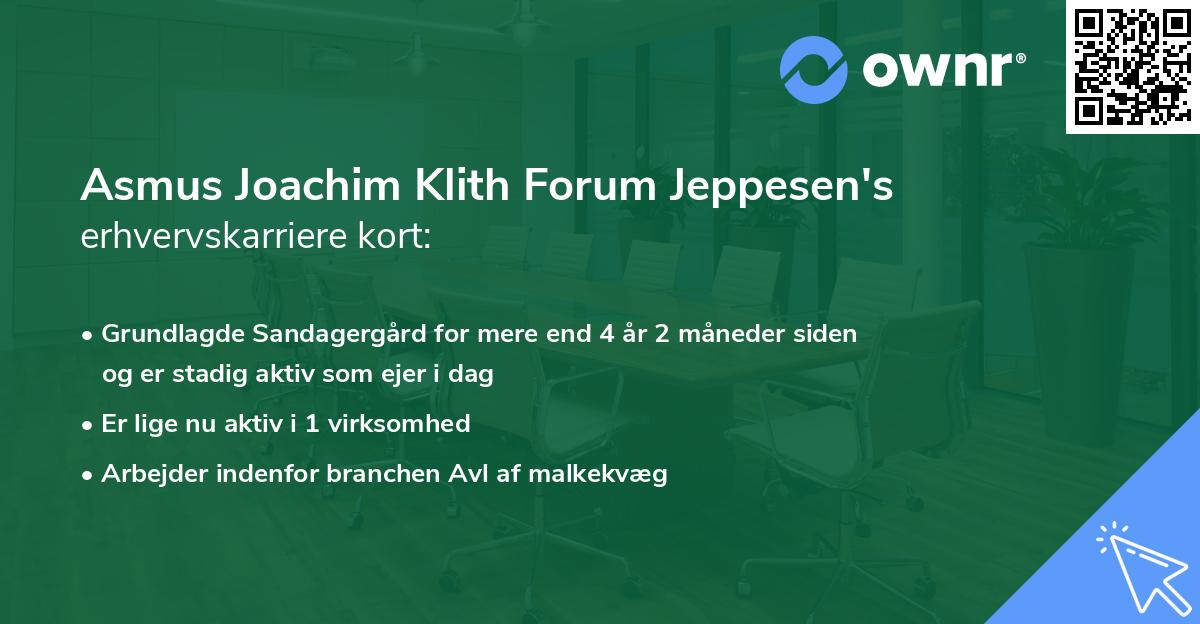 Asmus Joachim Klith Forum Jeppesen's erhvervskarriere kort