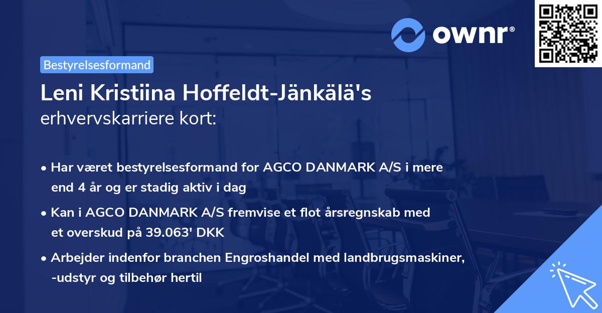 Leni Kristiina Hoffeldt-Jänkälä's erhvervskarriere kort