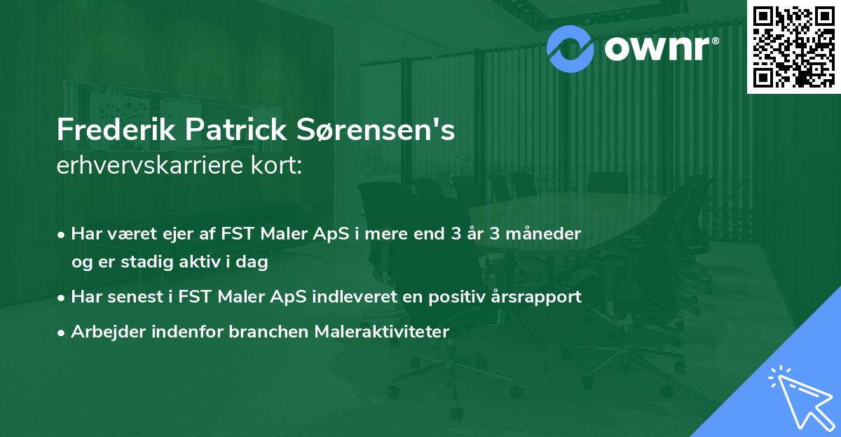 Frederik Patrick Sørensen's erhvervskarriere kort