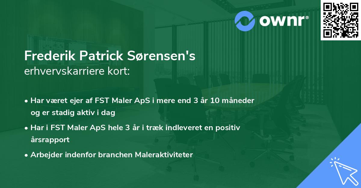 Frederik Patrick Sørensen's erhvervskarriere kort